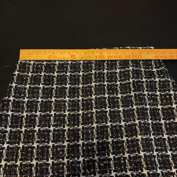 Loft Shimmer Tweed Skirt Size 12 Black Multicolor Shiny Thread Textured - Picture 3 of 7